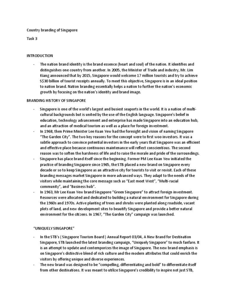 Country Branding of Singapore (Script) | PDF | Business | Travel