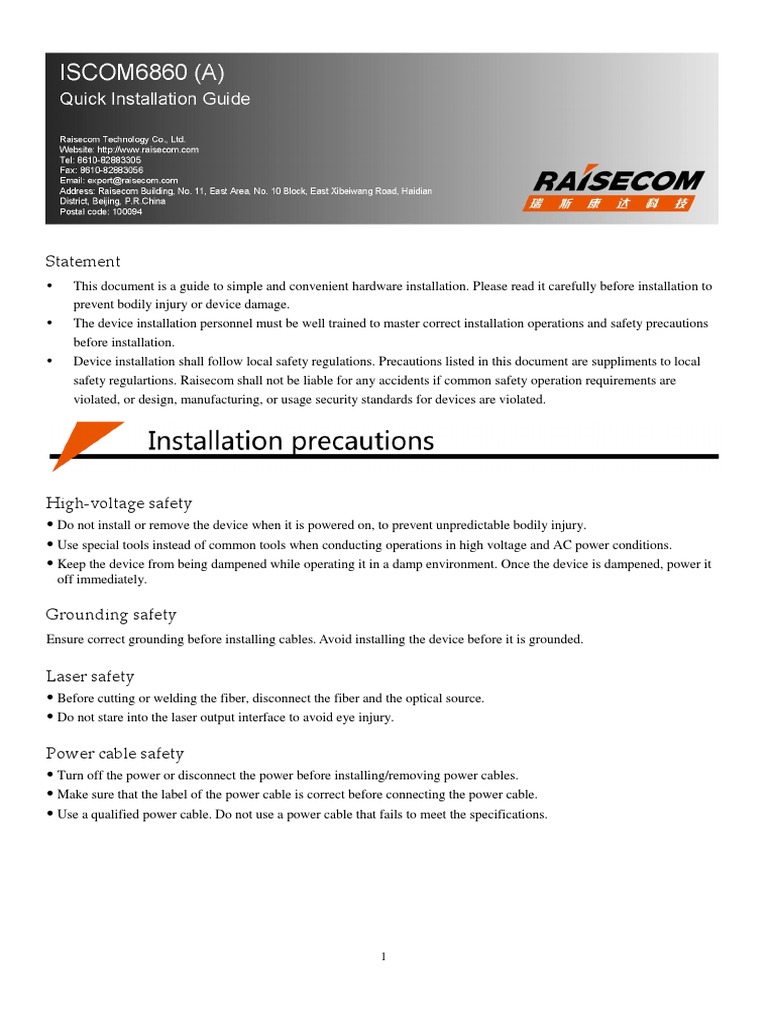 ISCOM6860 (a) Quick Installation Guide (Rel_02) | PDF