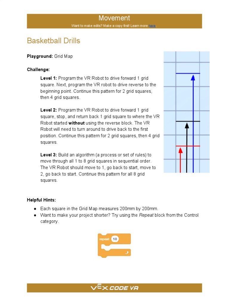 Basketball Drills - VEXcode VR | PDF