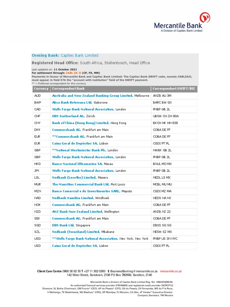 Capitec Bank Correspondent Banking Arrangements 21102021 PDF