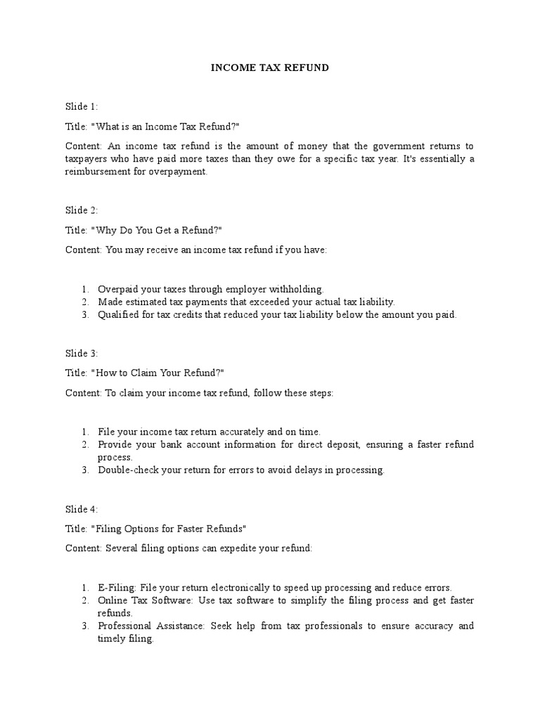 GETTING A TAX REFUND intelligence overview