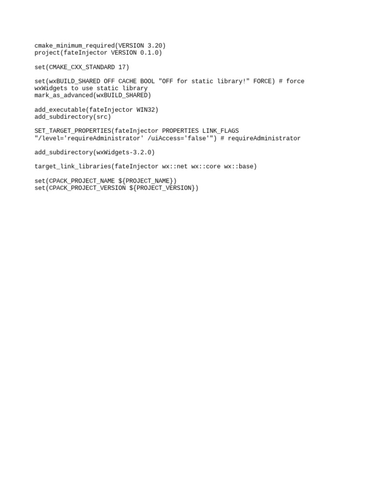 CMake Setup for FateInjector Project | PDF