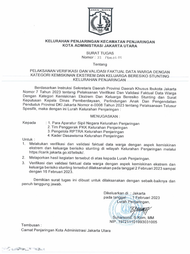 Surat Tugas Telisik Dasawisma - 03022023 - 115829 | PDF