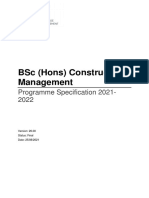 BSC Hons Construction Management Programme Specification 2021 22