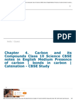 Chapter 4. Carbon and Its Compounds Class 10 Science CBSE Notes in English Medium Presence of Carbon - Bonds in Carbon - Catenation - CBSE Study