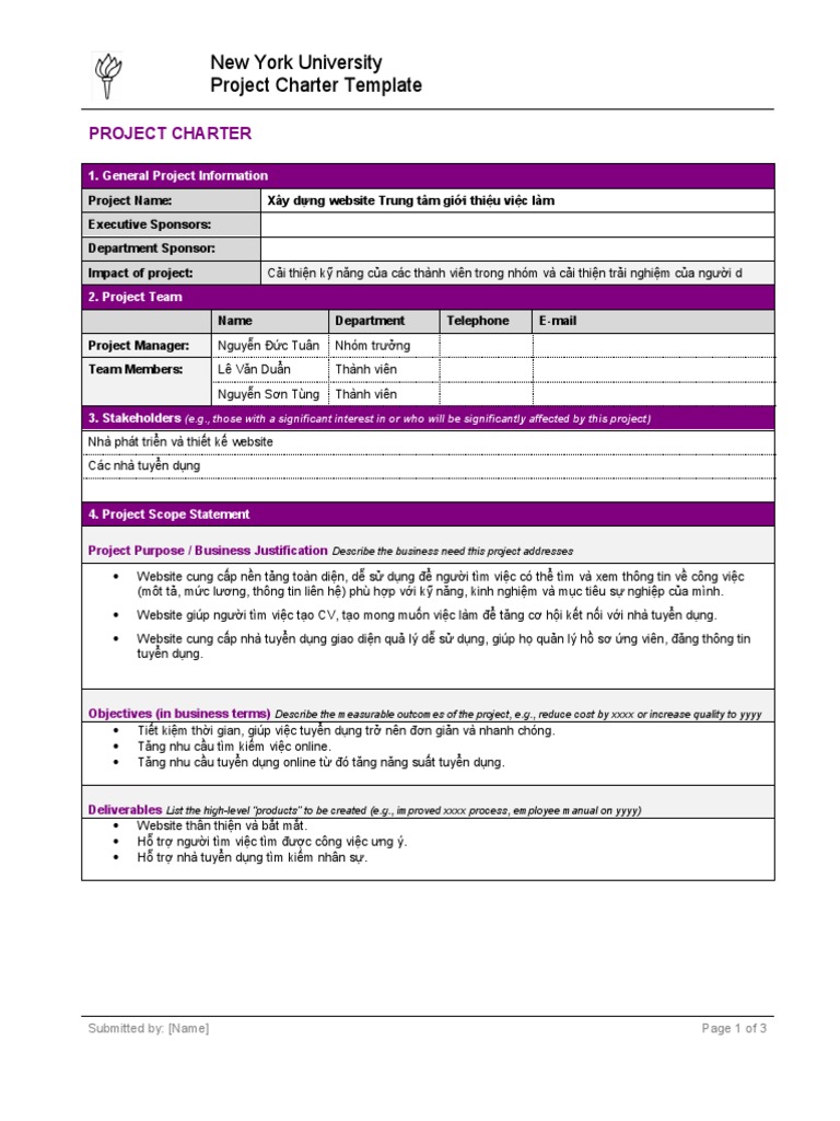 Project Charter Template | PDF