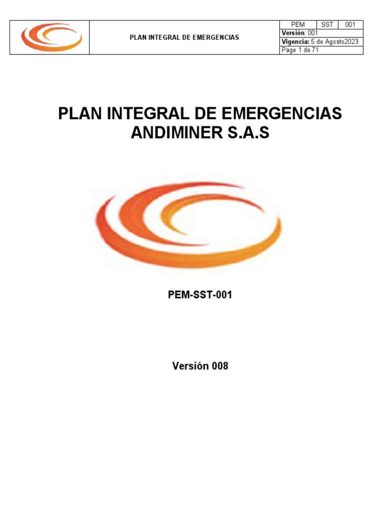 Plan de Respuesta a Emergencias | PDF | Seguridad y salud ocupacional ...