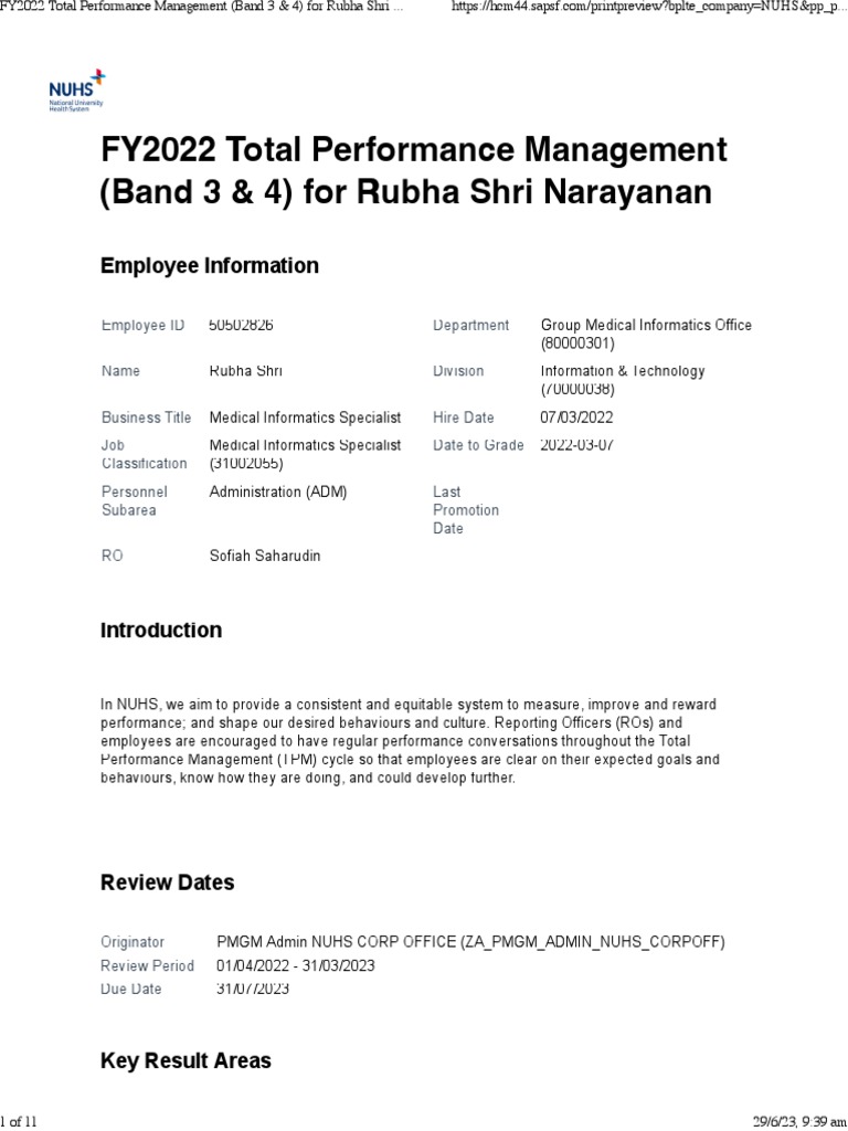 FY2022 Total Performance Management (Band 3 & 4) For Rubha Shri ...