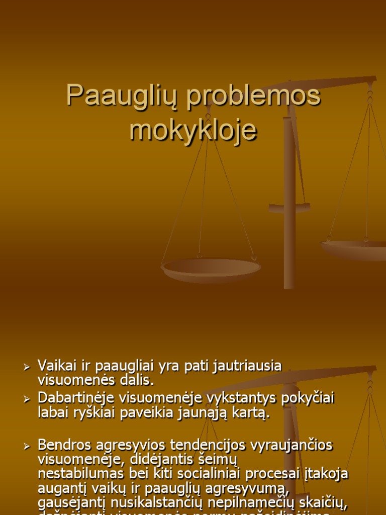 Paauglių Problemos Mokykloje | PDF