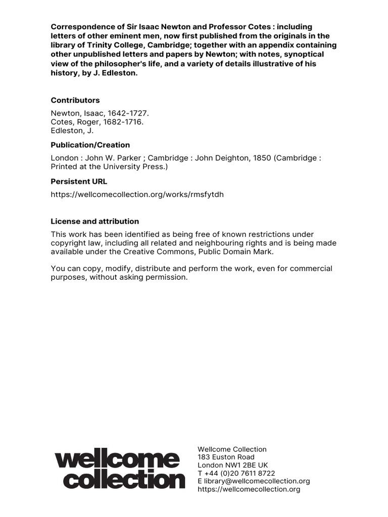 Correspondence of sir isaac newton and professor cotes pdf