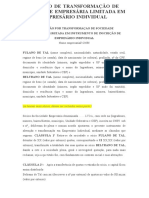 Modelo de Transformação de Sociedade Empresária Limitada em Empresário Individual