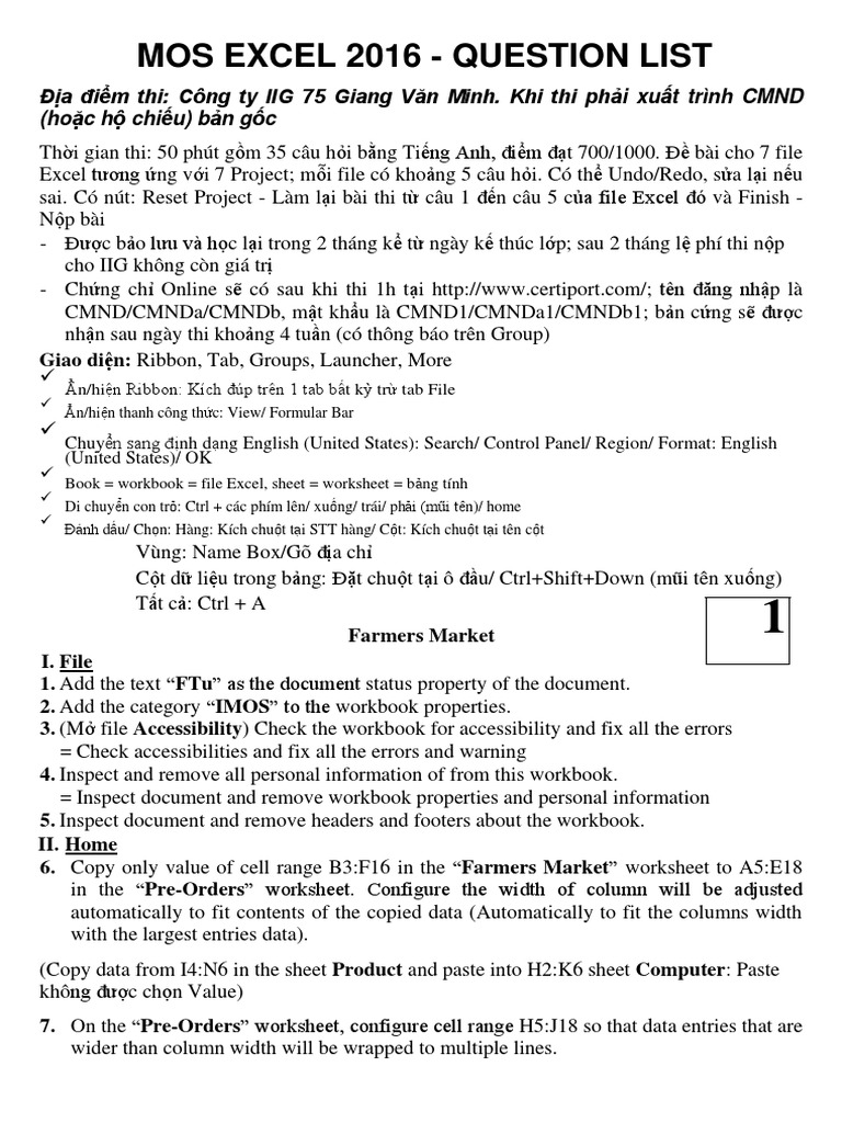 MOS EXCEL 2016 PRACTICE TEST PDF visual data 6
