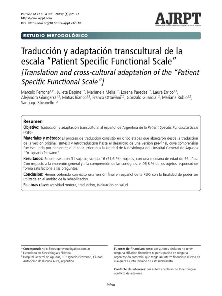 Escala Funcional Específica Del Paciente | PDF