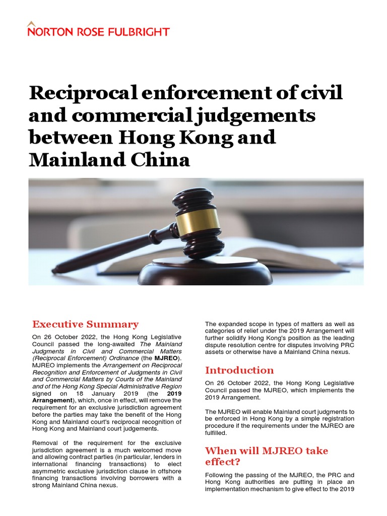 2 Reciprocal Enforcement of Civil and Commercial Judgements Between