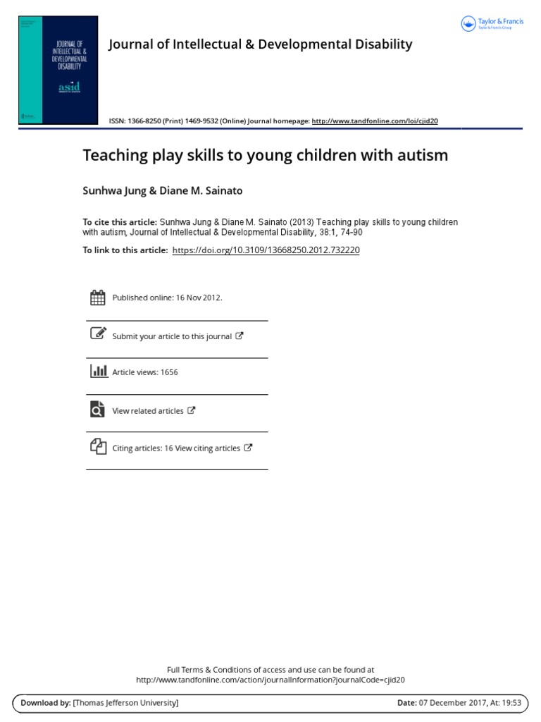 Teaching Play Skills To Young Children With Autism | PDF | Autism ...