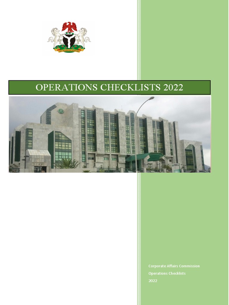 Corporate Affairs Commission Operations Checklists 2022 | PDF ...