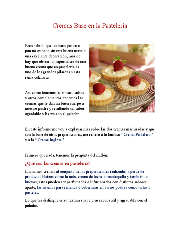 Cremas Base en la Pastelería | PDF