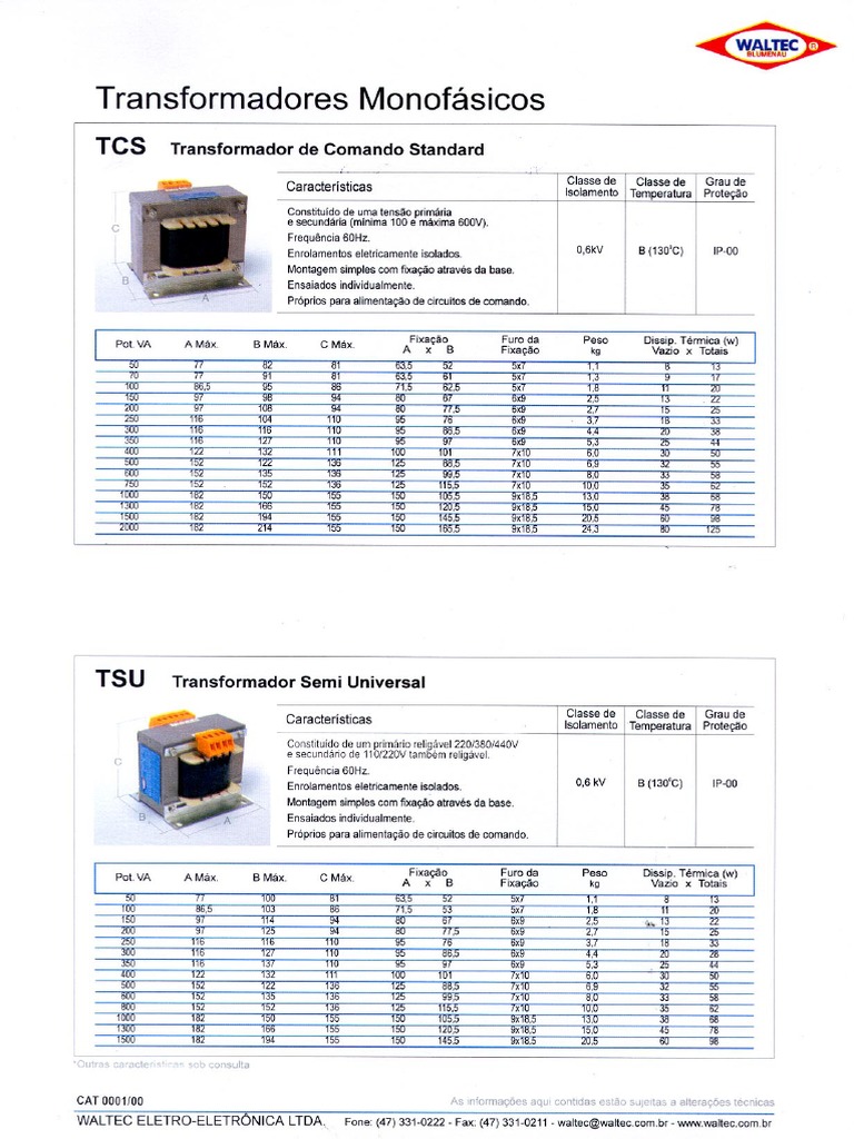 Waltec Trafo Mono. Tcs-Tsu | PDF