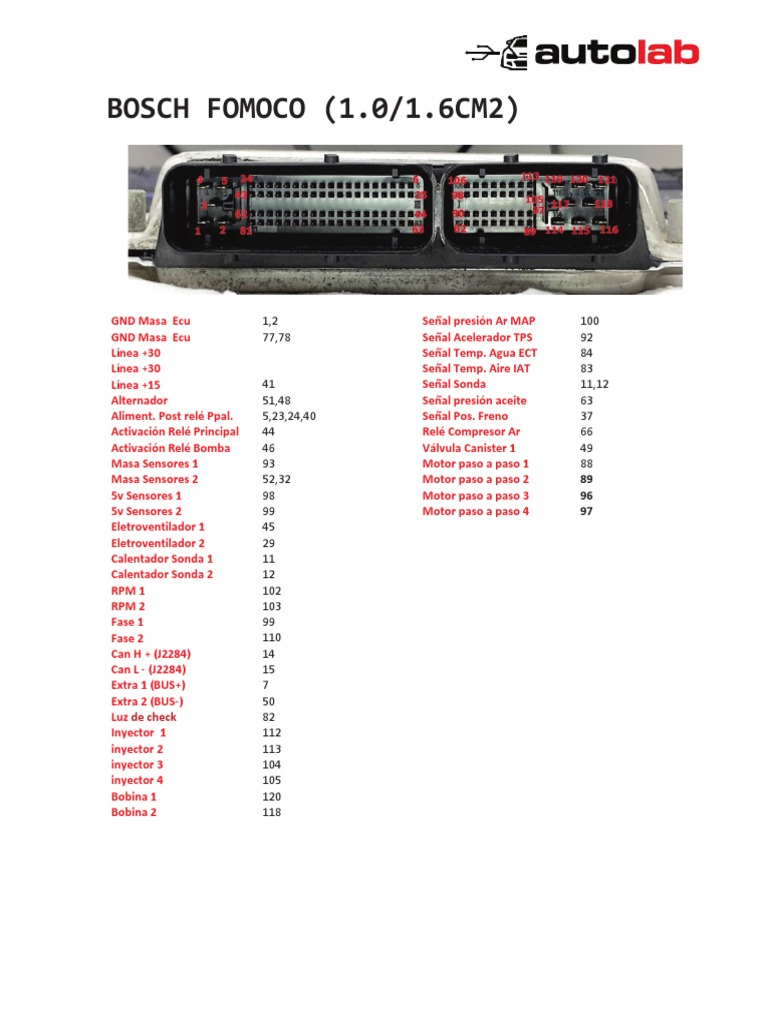 Pinout ECU Bosch Fomoco Ford Fiesta | PDF