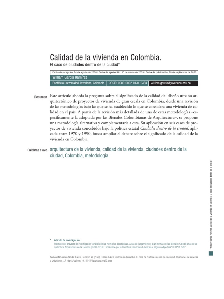 Calidad de la Vivienda en Colombia | PDF