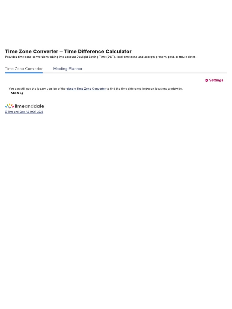 Time Zone Converter Time Difference Calculator Meeting Planner PDF