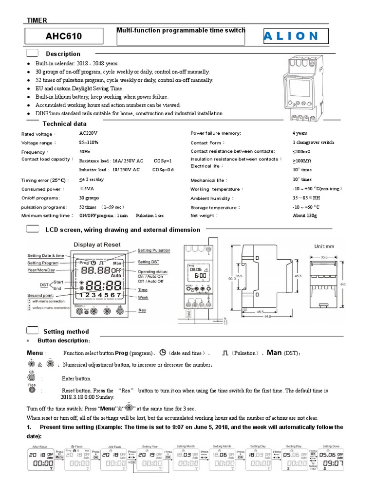 Multi-Function Programmable Timer Switch | PDF | Switch | Alternating ...