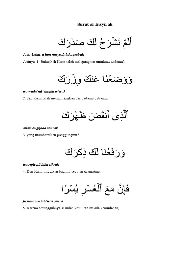 Surat Al Insyirah Pdf