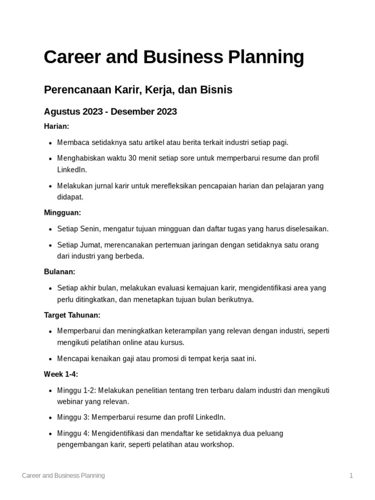 Career and Business Planning | PDF | Bisnis