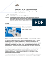Tumor Cells Are Dependent On Fat To Start Metastasis
