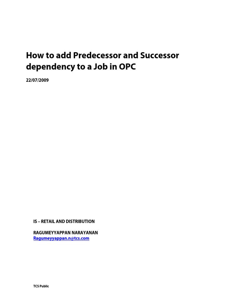 How to add predecessor and successor dependency to a job in opc pdf