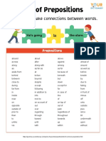 List of Prepositions Worksheet