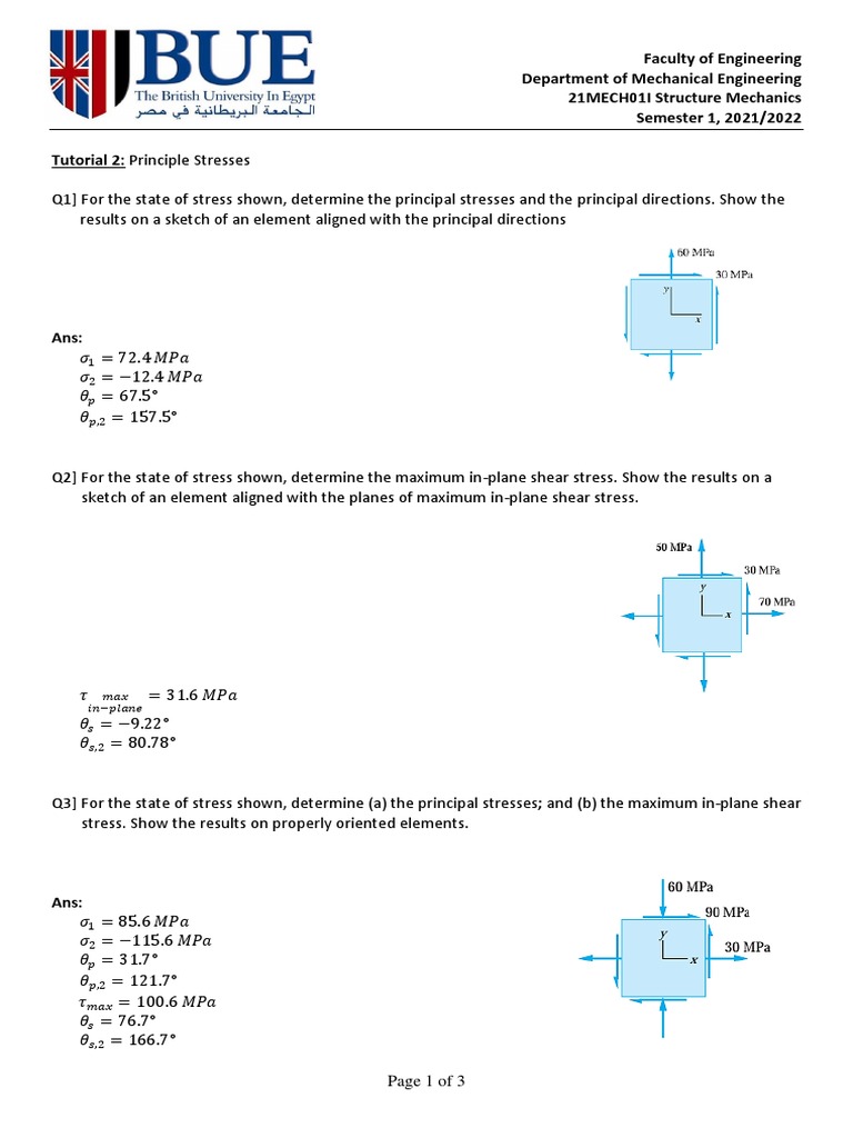 Principal Stresses and Shear Analysis | PDF | Stress (Mechanics ...