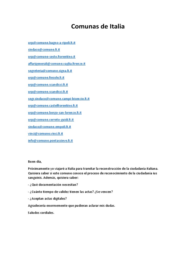Comunas de Italia PDF