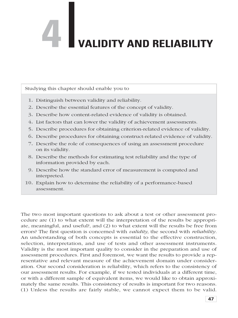 Validity & Reliability | PDF