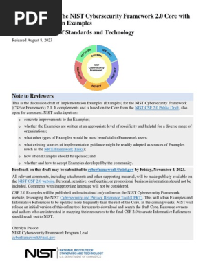  NIST Cybersecurity Framework 2.0 final draft