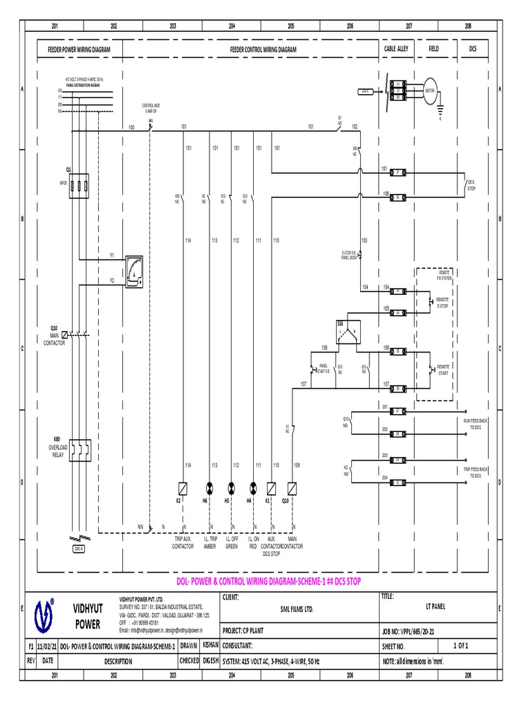 DOL Power & Control Wiring Diagram | PDF | Equipment | Manufactured Goods