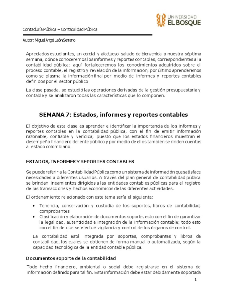Informes y Reportes en Contabilidad Pública | PDF | Contabilidad ...