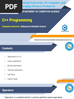 OOP Lab - 2.1 - C++ Operators