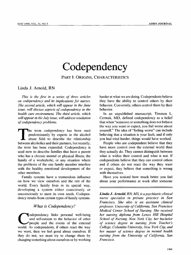 Arnold1990 - Codependency. Origins | PDF | Shame | Social Psychology