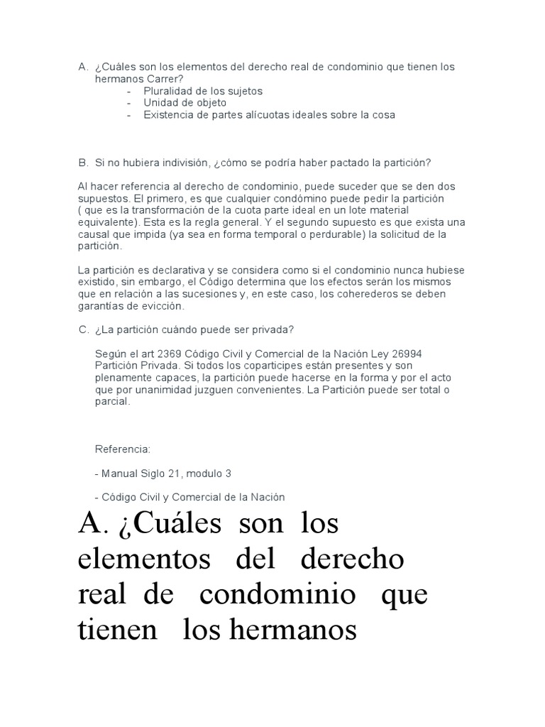 Elementos del Condominio en Derecho Real | PDF