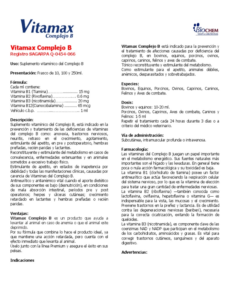 36831vitamax Complejo B | PDF | Bioquímica | Química