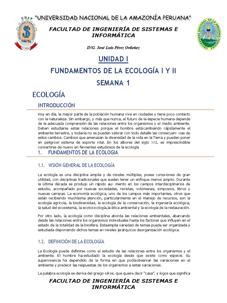 Semana 1 Ecologia | PDF