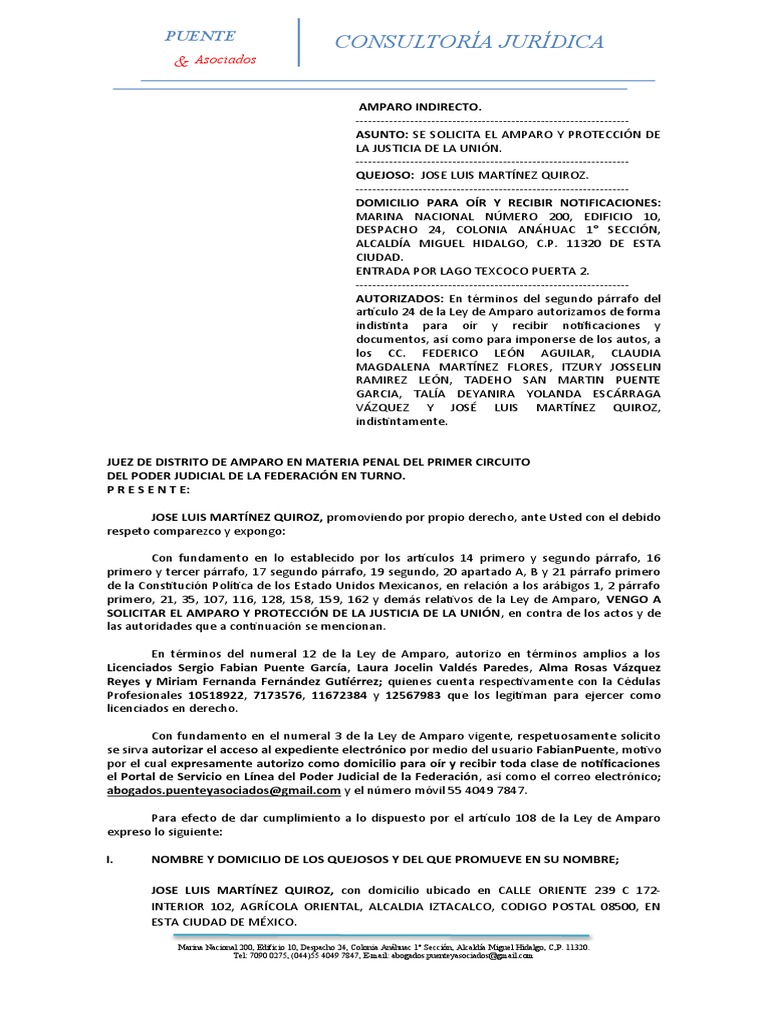 amparo orden de aprehensión jose luis martínez | PDF