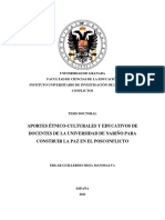 Aportes Étnico-Culturales Y Educativos de Docentes de La Universidad de Nariño para Construir La Paz en El Posconflicto