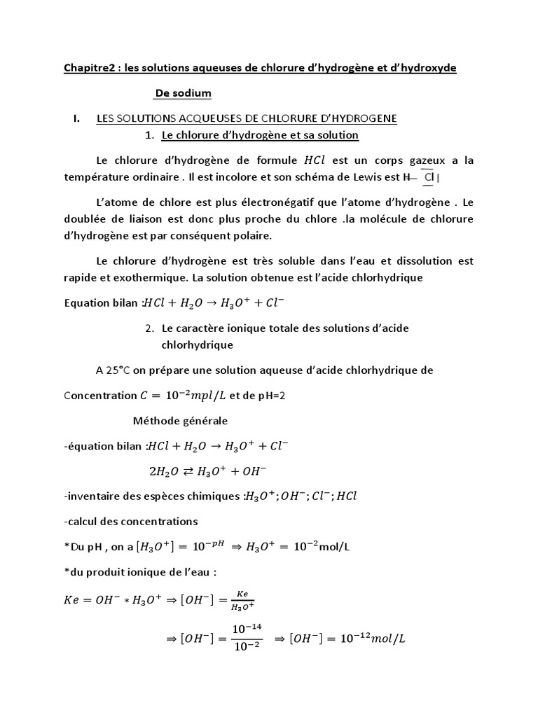 Réactions de NaOH et HCl en solution | PDF