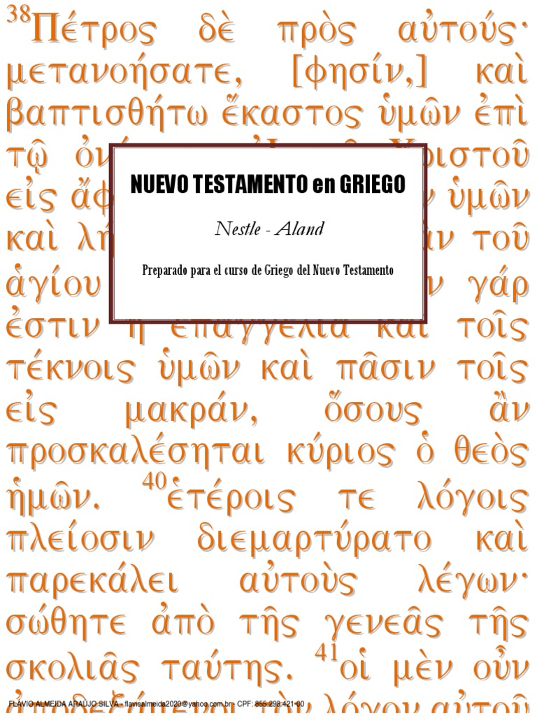 Novo Testamento em Grego - Nestle-Aland | PDF