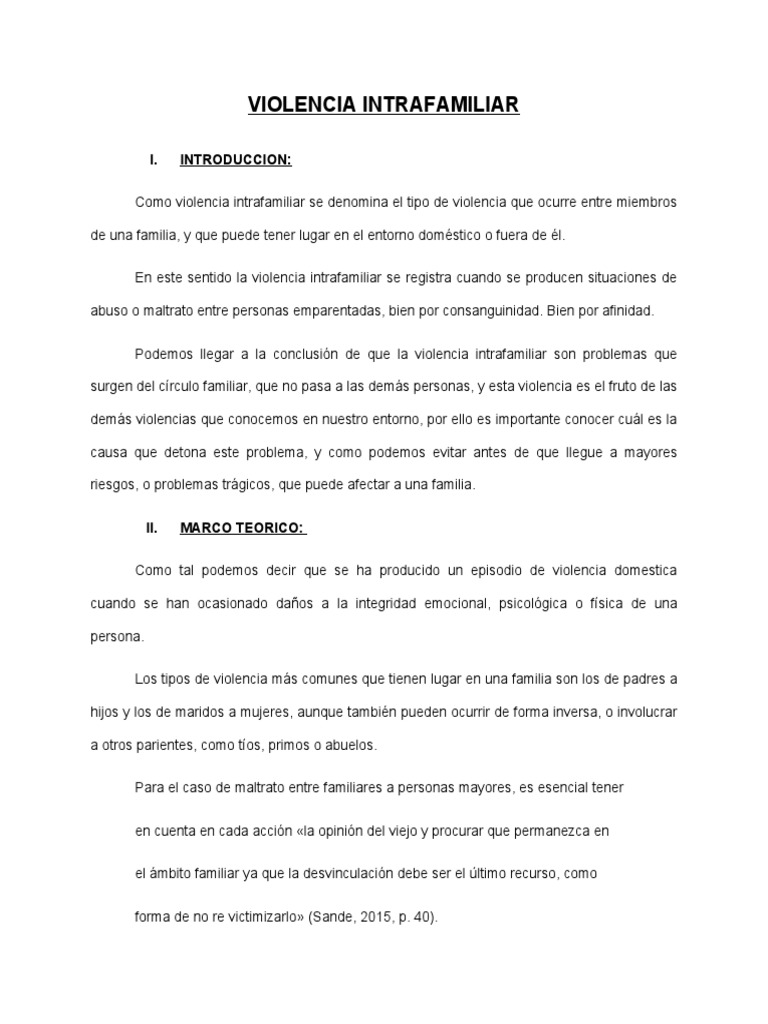 Causas y Tipos de Violencia Intrafamiliar | PDF