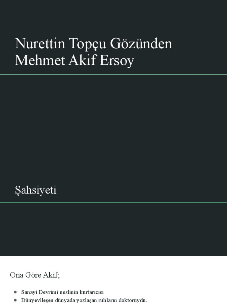Nurettin Topçu Gözünden Mehmet Akif Ersoy | PDF