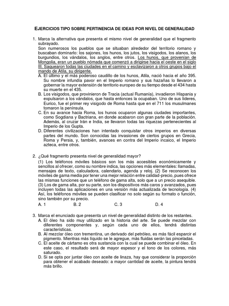 Ejercicios de Generalidad en Textos | PDF | Viajes y turismo | Historia