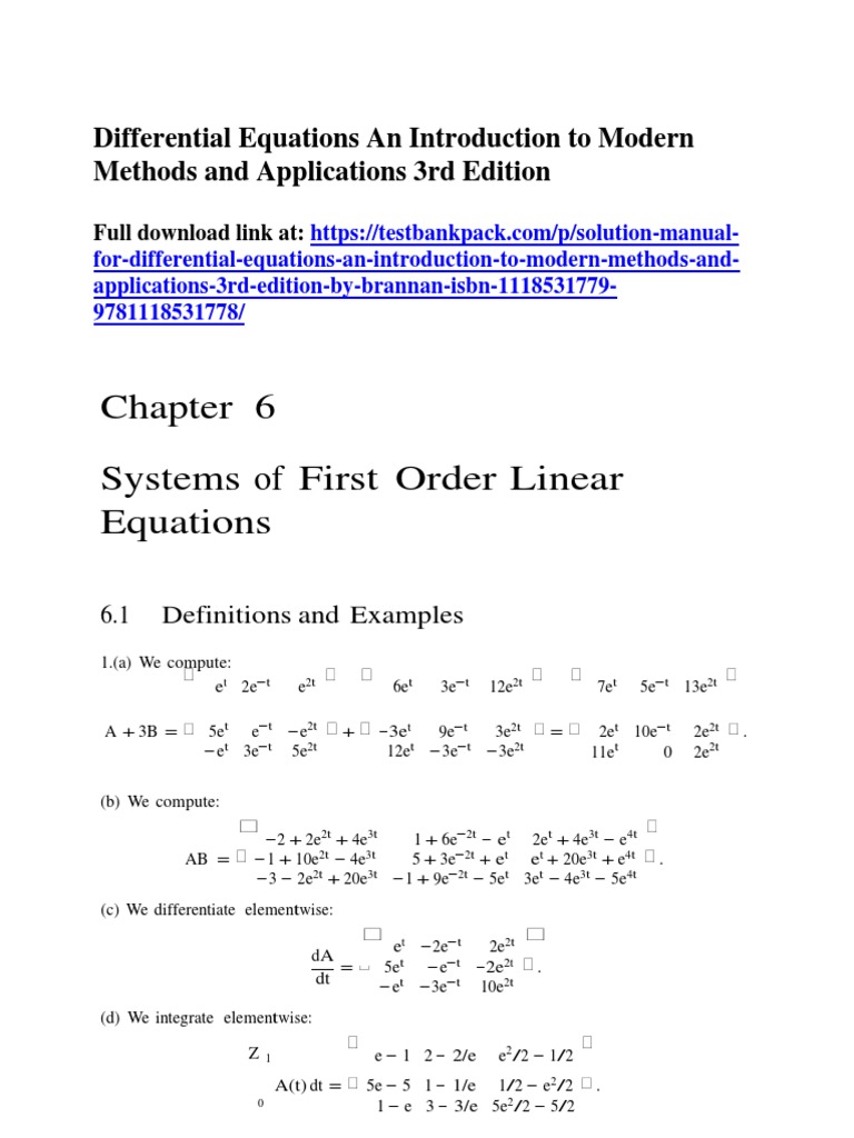 Differential Equations An Introduction To Modern Methods and